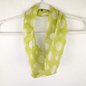 Vtg Vera Neumann Lime White Green Polka Dot Infinity Scarf Silk Y2K Spring